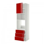 МЕТОД / ФОРВАРА Высок шкаф д/духовки/СВЧ/дверца/3ящ - 60x60x220 см, Рингульт глянцевый красный, белый МЕТОД / ФОРВАРА Высок шкаф д/духовки/СВЧ/дверца/3ящ - 60x60x220 см, Рингульт глянцевый красный, белый