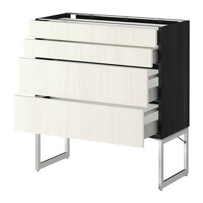 МЕТОД / МАКСИМЕРА Нплн шк 4 фронт/2 низк/2средн ящ - 80x37x60 см, Росдаль белый ясень, под дерево черный