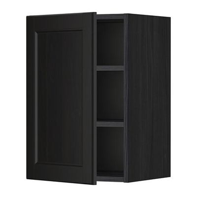 МЕТОД Шкаф навесной с полкой - 40x60 см, Лаксарби черно-коричневый, под дерево черный