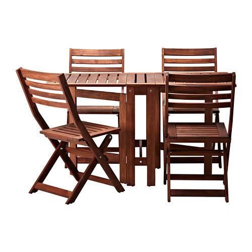 ÄPPLARÖ стол+4 складных стула, д/сада коричневая морилка