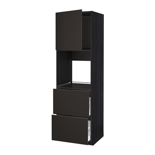 МЕТОД / МАКСИМЕРА Выс шк д/дхвк+двр/2фрнт/2выс ящ - под дерево черный, Кунгсбакка антрацит, 60x60x200 см