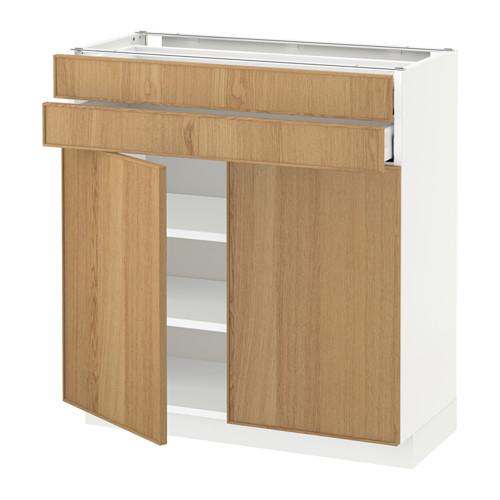 МЕТОД / МАКСИМЕРА Напольный шкаф/2дверцы/2ящика - белый, Экестад дуб, 80x37 см МЕТОД / МАКСИМЕРА Напольный шкаф/2дверцы/2ящика - белый, Экестад дуб, 80x37 см