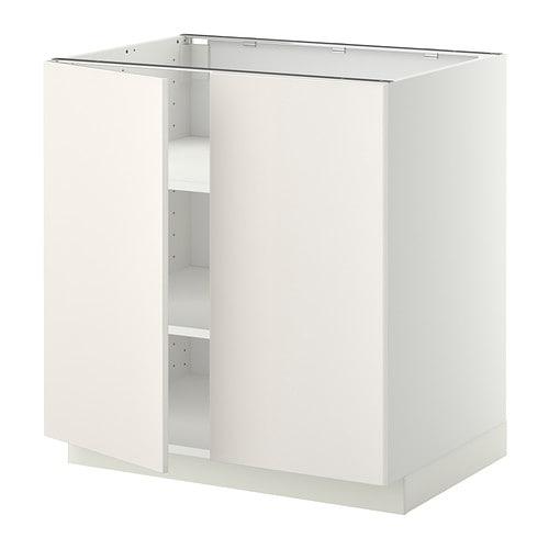 МЕТОД Напол шкаф с полками/2двери - белый, Веддинге белый, 80x60 см
