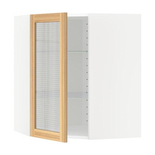 МЕТОД Углов навесн шк с полками/сткл дв - белый, Торхэмн естественный ясень, 68x80 см МЕТОД Углов навесн шк с полками/сткл дв - белый, Торхэмн естественный ясень, 68x80 см