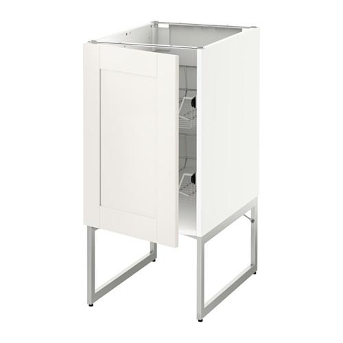 МЕТОД Напольный шкаф с проволочн ящиками - белый, Сэведаль белый, 40x60x60 см