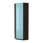 ПАКС Гардероб угловой - Фардаль глянцевый светлая бирюза, черно-коричневый, 73/73x236 см ПАКС Гардероб угловой - Фардаль глянцевый светлая бирюза, черно-коричневый, 73/73x236 см