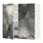 МЕТОД Навесной шкаф с посуд суш/2 дврц - белый, Кальвиа с печатным рисунком, 80x80 см