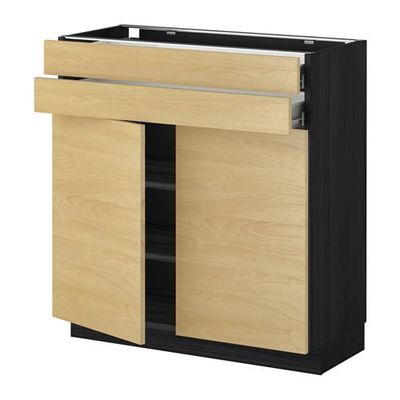 МЕТОД / ФОРВАРА Напольный шкаф/2дверцы/2ящика - Тингсрид под березу, под дерево черный МЕТОД / ФОРВАРА Напольный шкаф/2дверцы/2ящика - Тингсрид под березу, под дерево черный