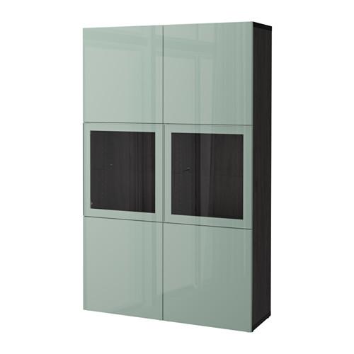 БЕСТО Комбинация д/хранения+стекл дверц - черно-коричневый Сельсвикен/глянцевый/серо-зеленый светлый прозрачное стекло БЕСТО Комбинация д/хранения+стекл дверц - черно-коричневый Сельсвикен/глянцевый/серо-зеленый светлый прозрачное стекло