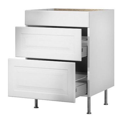 ФАКТУМ Напольный шкаф с 3 ящиками - Лидинго белый с оттенком, 80 см