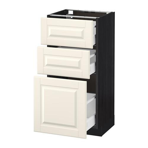 МЕТОД / МАКСИМЕРА Напольный шкаф с 3 ящиками - под дерево черный, Будбин белый с оттенком, 40x37 см МЕТОД / МАКСИМЕРА Напольный шкаф с 3 ящиками - под дерево черный, Будбин белый с оттенком, 40x37 см