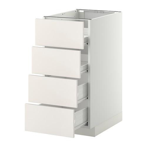 МЕТОД / ФОРВАРА Напольн шкаф 4 фронт панели/4 ящика - белый, Веддинге белый, 40x60 см
