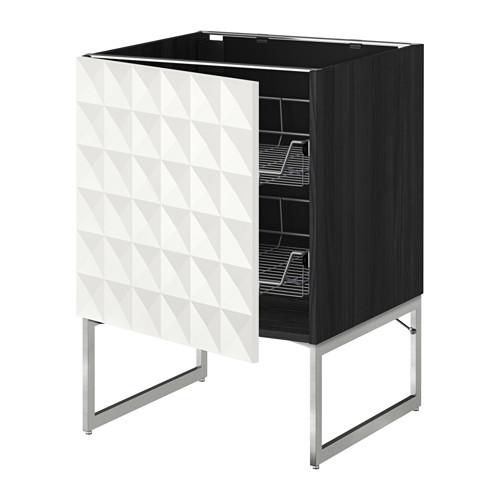 МЕТОД Напольный шкаф с проволочн ящиками - под дерево черный, Гэррестад белый, 60x60x60 см МЕТОД Напольный шкаф с проволочн ящиками - под дерево черный, Гэррестад белый, 60x60x60 см