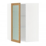 МЕТОД Углов навесн шк с полками/сткл дв - белый, Экестад дуб, 68x100 см МЕТОД Углов навесн шк с полками/сткл дв - белый, Экестад дуб, 68x100 см