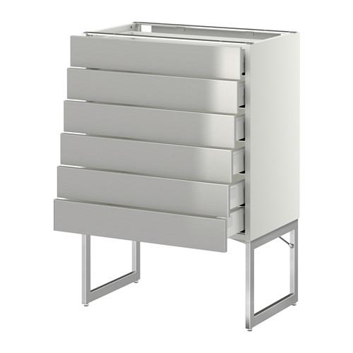 МЕТОД / МАКСИМЕРА Напольн шкаф 6фронт пнл/6 низ ящ - белый, Гревста нержавеющ сталь, 60x37x60 см МЕТОД / МАКСИМЕРА Напольн шкаф 6фронт пнл/6 низ ящ - белый, Гревста нержавеющ сталь, 60x37x60 см