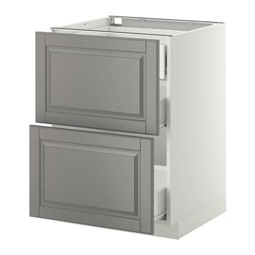 МЕТОД / ФОРВАРА Наполн шк 2 фрнт/3 средн ящ - белый, Будбин серый, 60x60 см МЕТОД / ФОРВАРА Наполн шк 2 фрнт/3 средн ящ - белый, Будбин серый, 60x60 см