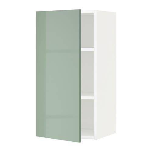 МЕТОД Шкаф навесной с полкой - белый, Калларп глянцевый светло-зеленый, 40x80 см