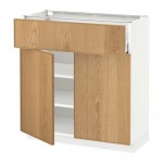 МЕТОД / МАКСИМЕРА Напольный шкаф+ящик/2дверцы - белый, Экестад дуб, 80x37 см МЕТОД / МАКСИМЕРА Напольный шкаф+ящик/2дверцы - белый, Экестад дуб, 80x37 см