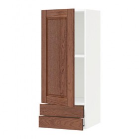 МЕТОД / МАКСИМЕРА Навесной шкаф с дверцей/2 ящика - белый, Филипстад коричневый, 40x100 см