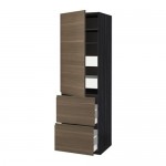 МЕТОД / МАКСИМЕРА Высокий шкаф+полки/4 ящика/2дверцы - под дерево черный, Воксторп под грецкий орех, 60x60x200 см МЕТОД / МАКСИМЕРА Высокий шкаф+полки/4 ящика/2дверцы - под дерево черный, Воксторп под грецкий орех, 60x60x200 см