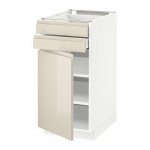 МЕТОД / МАКСИМЕРА Напольный шкаф с дверцей/2 ящиками - белый, Воксторп глянцевый светло-бежевый, 40x60 см МЕТОД / МАКСИМЕРА Напольный шкаф с дверцей/2 ящиками - белый, Воксторп глянцевый светло-бежевый, 40x60 см
