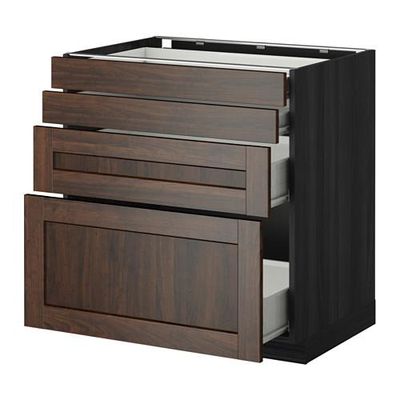 МЕТОД / ФОРВАРА Напольн шкаф 4 фронт панели/4 ящика - 80x60 см, Эдсерум под дерево коричневый, под дерево черный МЕТОД / ФОРВАРА Напольн шкаф 4 фронт панели/4 ящика - 80x60 см, Эдсерум под дерево коричневый, под дерево черный