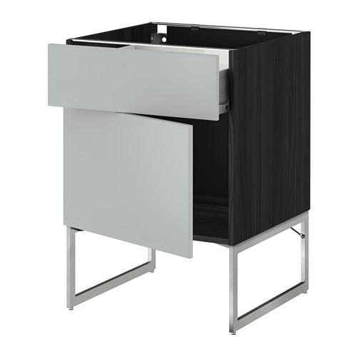 МЕТОД / ФОРВАРА Напольный шкаф с ящиком/дверью - 60x60x60 см, Веддинге серый, под дерево черный