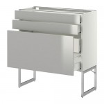 МЕТОД / МАКСИМЕРА Напольн шкаф 3фронт пнл/2низ/2ср ящ - белый, Гревста нержавеющ сталь, 80x37x60 см МЕТОД / МАКСИМЕРА Напольн шкаф 3фронт пнл/2низ/2ср ящ - белый, Гревста нержавеющ сталь, 80x37x60 см