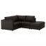 ВИМЛЕ 3-местный угловой диван - с открытым торцом/Фарста черный