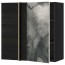 МЕТОД Угловой навесной шкаф с полками - под дерево черный, Кальвиа с печатным рисунком, 88x37x80 см