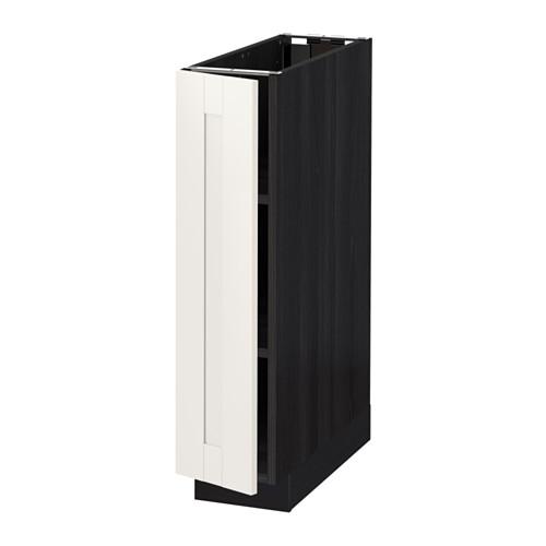 МЕТОД Напольный шкаф с полками - под дерево черный, Сэведаль белый, 20x60 см