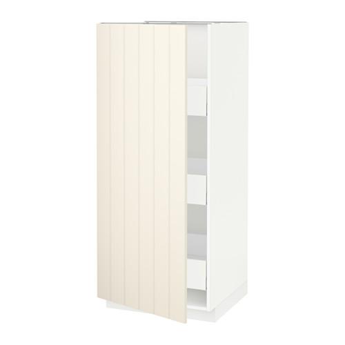 МЕТОД / МАКСИМЕРА Высокий шкаф с ящиками - 60x60x140 см, Хитарп белый с оттенком, белый