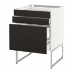 МЕТОД / МАКСИМЕРА Напольн шкаф 3фронт пнл/2низ/2ср ящ - белый, Кунгсбакка антрацит, 60x60x60 см МЕТОД / МАКСИМЕРА Напольн шкаф 3фронт пнл/2низ/2ср ящ - белый, Кунгсбакка антрацит, 60x60x60 см