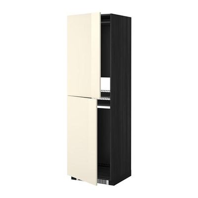 МЕТОД Высок шкаф д холодильн/мороз - 60x60x200 см, Рингульт глянцевый кремовый, под дерево черный
