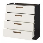 МЕТОД / ФОРВАРА Напольн шкаф 4 фронт панели/4 ящика - 80x37 см, Мэрста белый, под дерево черный