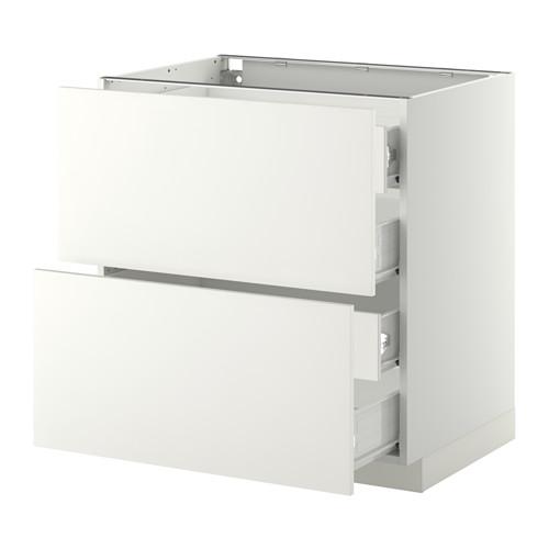 МЕТОД / ФОРВАРА Напольн шкаф 2 фронт пнл/4 средн ящ - белый, Хэггеби белый, 80x60 см