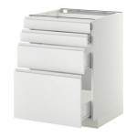 МЕТОД / ФОРВАРА Напольн шкаф 4 фронт панели/4 ящика - 60x60 см, Нодста белый/алюминий, белый