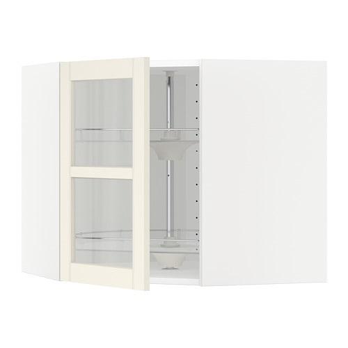 МЕТОД Углов навесн шк с врщ скц/сткл дв - белый, Хитарп белый с оттенком, 68x60 см