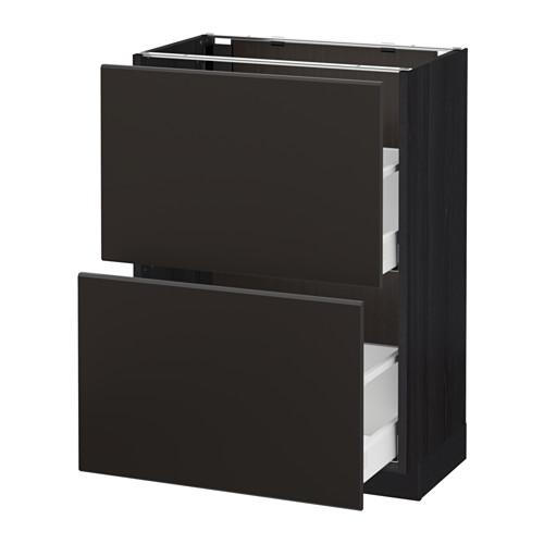 МЕТОД / МАКСИМЕРА Напольный шкаф с 2 ящиками - под дерево черный, Кунгсбакка антрацит, 60x37 см МЕТОД / МАКСИМЕРА Напольный шкаф с 2 ящиками - под дерево черный, Кунгсбакка антрацит, 60x37 см