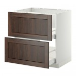 МЕТОД / МАКСИМЕРА Напольн шк п-мойку+2фрнт пнл/2 ящ - белый, Эдсерум под дерево коричневый, 80x60 см