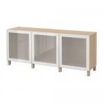 БЕСТО Комбинация для хранения с дверцами - под беленый дуб/Глассвик белый матовое стекло БЕСТО Комбинация для хранения с дверцами - под беленый дуб/Глассвик белый матовое стекло