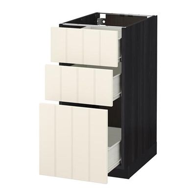 МЕТОД / ФОРВАРА Напольный шкаф с 3 ящиками - 40x60 см, Хитарп белый с оттенком, под дерево черный МЕТОД / ФОРВАРА Напольный шкаф с 3 ящиками - 40x60 см, Хитарп белый с оттенком, под дерево черный