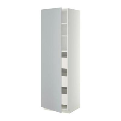 МЕТОД / МАКСИМЕРА Высокий шкаф с ящиками - 60x60x200 см, Веддинге серый, белый