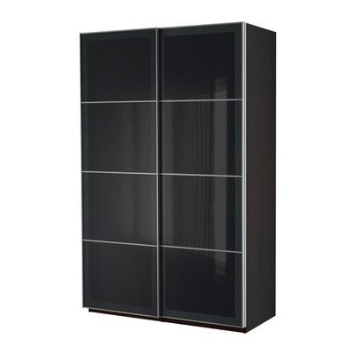 ПАКС Гардероб с раздвижными дверьми - черно-коричневый, 150x44x236 см