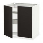 МЕТОД / МАКСИМЕРА Напольный шкаф с 2дверцами/3ящиками - белый, Кунгсбакка антрацит