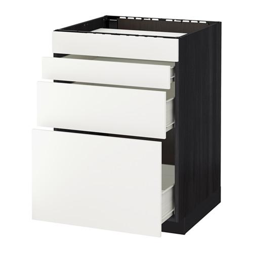 МЕТОД / ФОРВАРА Нап шкаф д/духовки/4фасада/3ящика - под дерево черный, Хэггеби белый, 60x60 см МЕТОД / ФОРВАРА Нап шкаф д/духовки/4фасада/3ящика - под дерево черный, Хэггеби белый, 60x60 см