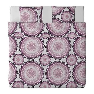 ЛИКОАКС Пододеяльник и 2 наволочки - белый/сиреневый, 240x220/50x70 см