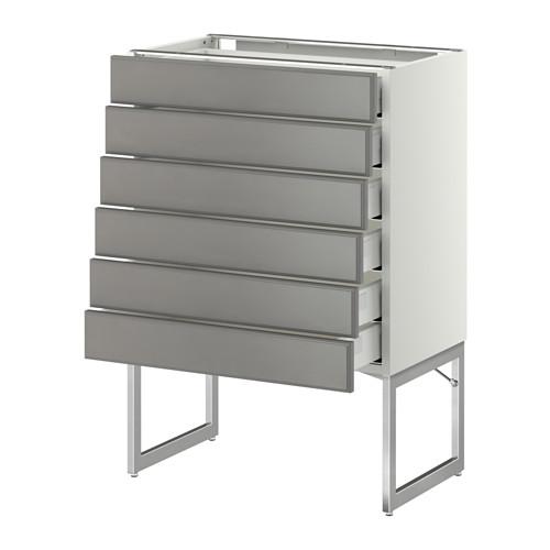 МЕТОД / МАКСИМЕРА Напольн шкаф 6фронт пнл/6 низ ящ - белый, Будбин серый, 60x37x60 см