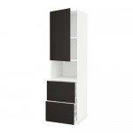 МЕТОД / МАКСИМЕРА Высокий шкаф д/СВЧ/дверца/2ящика - белый, Кунгсбакка антрацит, 60x60x220 см МЕТОД / МАКСИМЕРА Высокий шкаф д/СВЧ/дверца/2ящика - белый, Кунгсбакка антрацит, 60x60x220 см