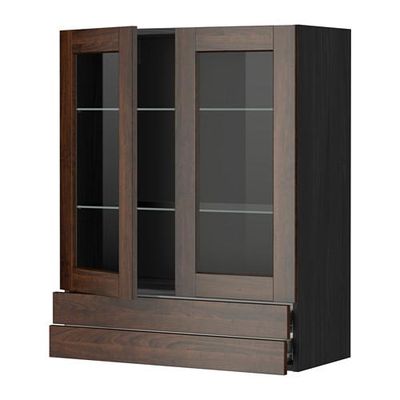 МЕТОД / ФОРВАРА Навесной шкаф/2 стек дв/2 ящика - 80x100 см, Эдсерум под дерево коричневый, под дерево черный МЕТОД / ФОРВАРА Навесной шкаф/2 стек дв/2 ящика - 80x100 см, Эдсерум под дерево коричневый, под дерево черный